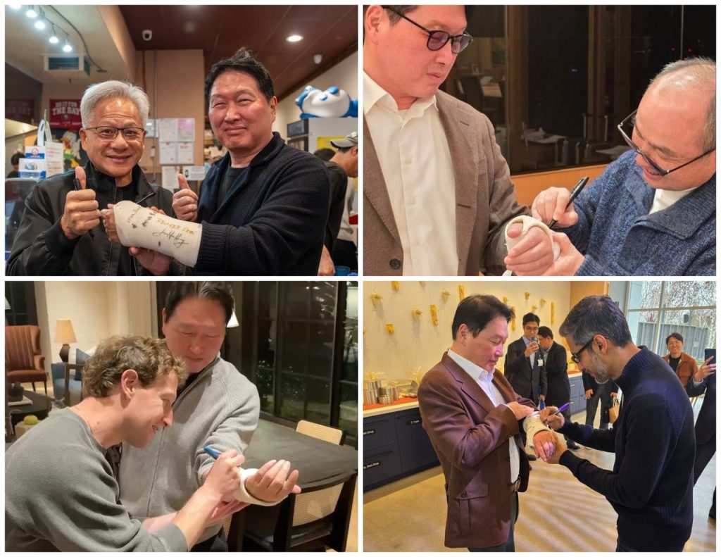 AI Leaders Sign SK Chairman's Wrist Cast