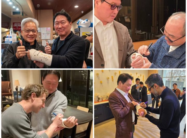 AI Leaders Sign SK Chairman's Wrist Cast