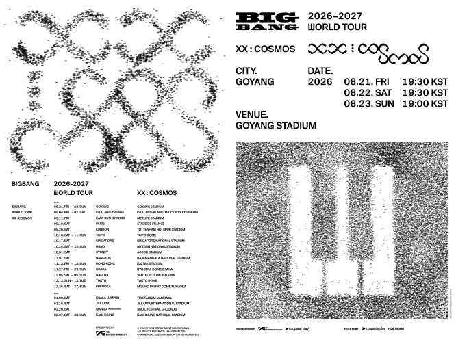K-Pop Group Big Bang Reveals 'XX:Cosmos' World Tour